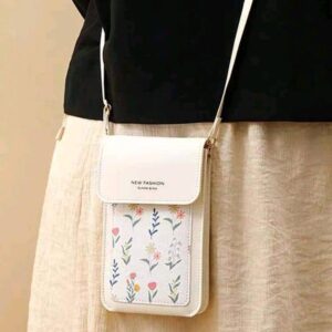 1PC Touch Screen Phone Wallet Women’s Floral Printed Crossbody Bag Fashion Flip Wallet Waterproof Sandproof Transparent Bag Beach Sports Picnic Snacks Clear Purse For Women