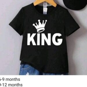 Baby Boy Fashion Plain Crown Pattern Print Letter Logo Short Sleeve T-Shirt