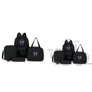 4 Pcs Back To School Simple Casual Cute School Bag Set Backpack&Handbag&Crossbody Bag&Pencil Case Backpack Set Large Capacity With Laptop Compartment School Bag Solid Color Butterfly Pattern Print Premium
