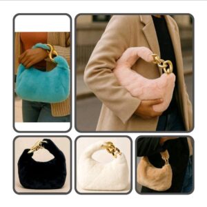 Faux Fur Top Handle Bag for Women Handbag