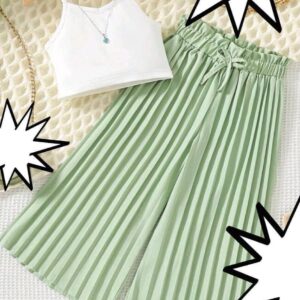 Frenchy Solid Cami Top & Paperbag Waist Pleated Pants