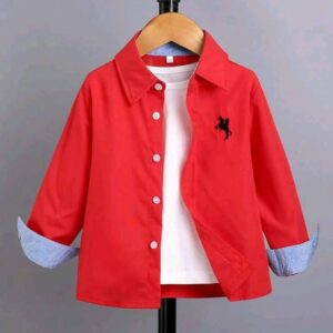 Young Boy Embroidered Button-Front Shirt Without Undershirt