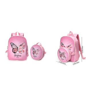 Butterfly Backpack & Insulated Lunch Box-like Cooler Bag Set – Large Capacity School Bookbag with Adjustable Straps