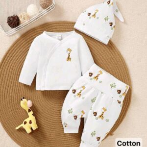 Baby Boy 3pcs Set: Adorable Hat, Long Sleeve Top And Fashionable Casual Pants