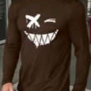 Men’s Casual Graphic Print Crew Neck Long Sleeve T-Shirt