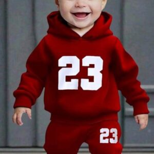 Baby Boys 2pcs/Set Hoodie Sweatshirt Jacket With Letter Print And Pants With Letter Print