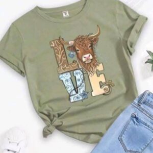 Girls Animal And Letter Print T-shirt