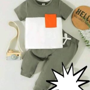Baby Boy Summer Casual Color Block Short Sleeve Top And Shorts Set