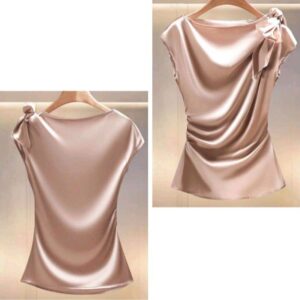 Women’s Summer Lightweight Sophisticated Blouse with Twisted Collar