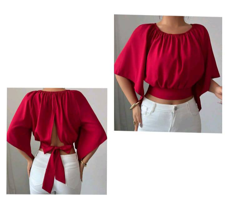 Solid Tie Back Crop Top