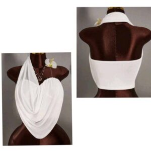 Asymmetrical Sheer Mesh Faux Flower Decor Women Blouse