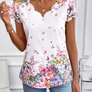 Women’s Spring Ditsy Floral Short Sleeve Blouse
