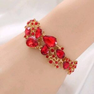 Elegant Gold-Plated Alloy Bracelet with Natural Crystal Accents