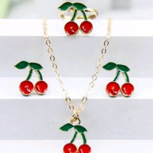 3-Piece Cherry Decorated Jewelry Set for Girls