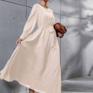 Solid Belted Maxi A-line Dress