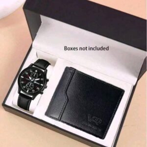 2pcs Stylish Business Casual Men’s Watch Set + Wallet