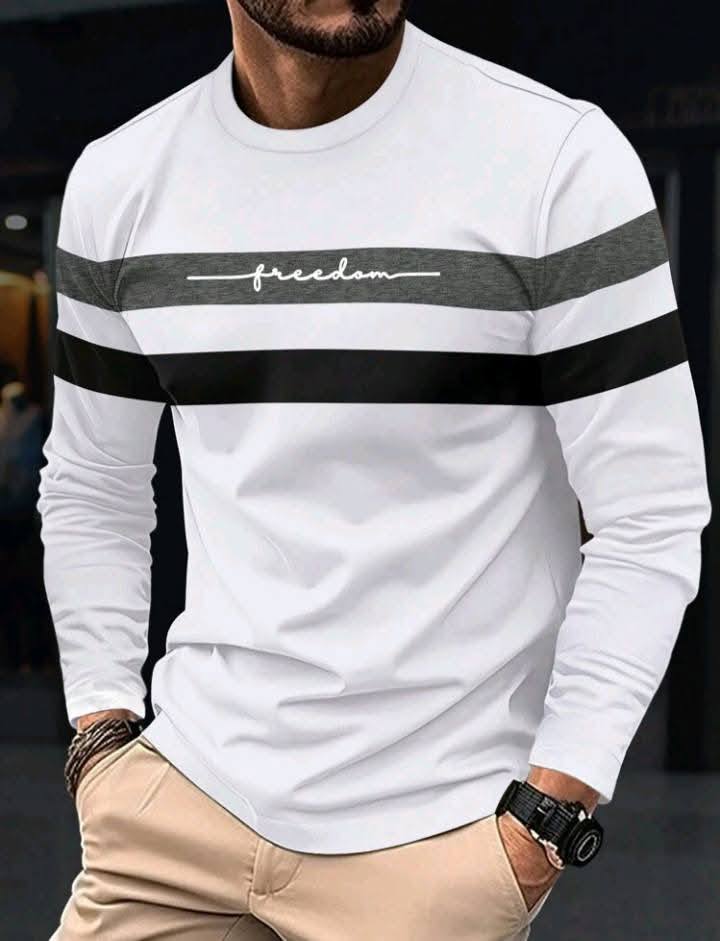Men's Casual Stylish Sports Fitness Beach Vacation Round Neck Long Sleeve T-Shirt