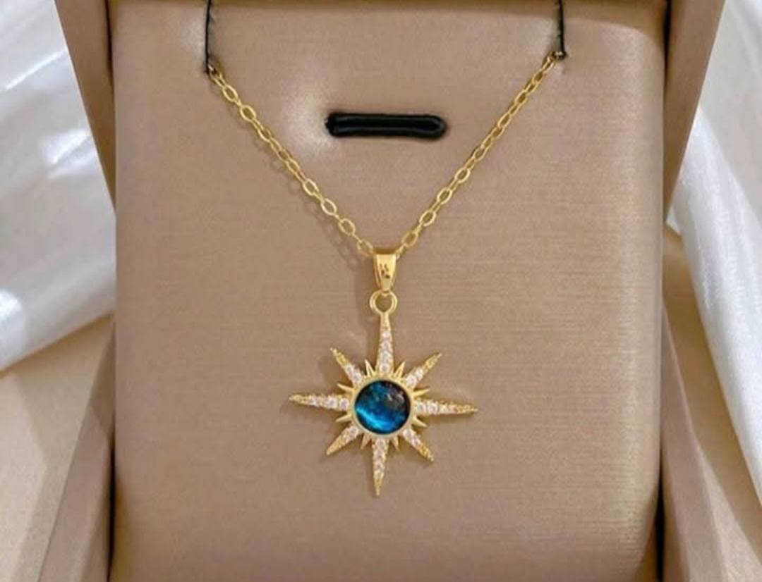 Stainless Steel Star Sun Pendant Necklaces for Women