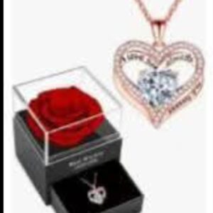 Exquisite Rose Flower Inscription Pendant Necklace