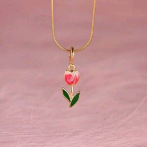 Tulips Flower Pendant Necklace Simple Y2K Choker Neck Chain Sweet Elegant Clavicle Chain Necklace Jewelry