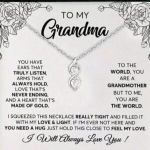To My Grandma Interlocking Infinity Double Love Copper Inlaid Zircon Necklace