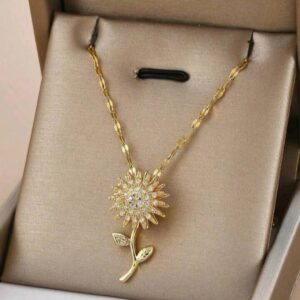 1pc Stainless Steel Rotatable Sunflower Necklace Valentines