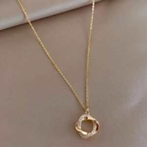 Necklace Fashion Cross Rotating 925 Sterling Silver Pendant Chain 14k Gold Plated Necklace for Women