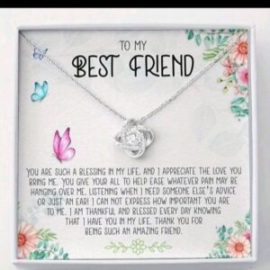 To My Best Friend Necklace Love Knot Best Friend Jewelry Gift & Message Card