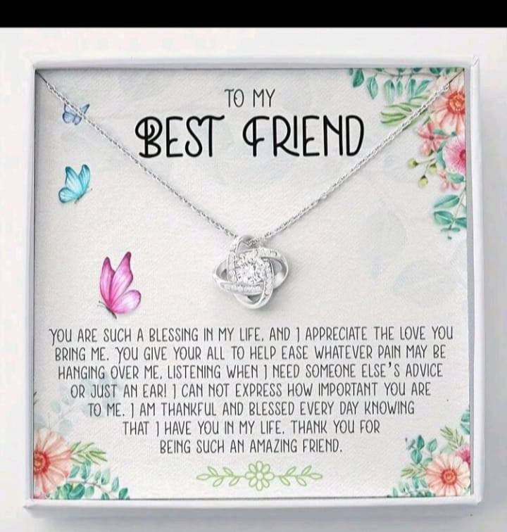 To My Best Friend Necklace Love Knot Best Friend Jewelry Gift & Message Card