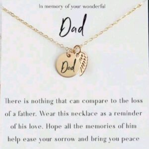 Dainty Stainless Steel Angel Wing Dad Pendant Necklace For Daughter Son Memory Of Father Jewelry