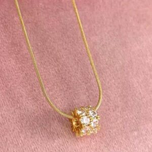 18K Golden-Plated Zirconia Round Ring Necklace