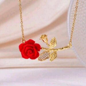 MINI MOQ Romantic Roses Necklace Pendant Stainless Steel Diamond 18K Gold-plated Zircon Fashion Jewelry for Women