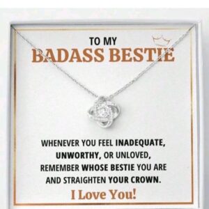 Sterling Silver Gift Best Friend Necklace, To My Badass Bestie Crown Necklace