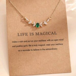 Cubic Zirconia Leaf Pendant Necklace