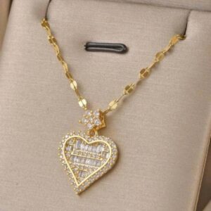 Women’s Necklace Gold Plated Stainless Steel Chain Heart Pendant