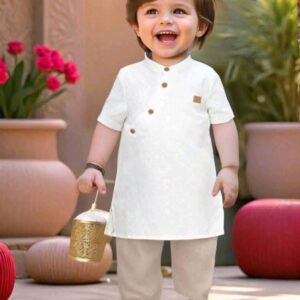 White Pathani Suit Set for Boys (Diwali pieces)