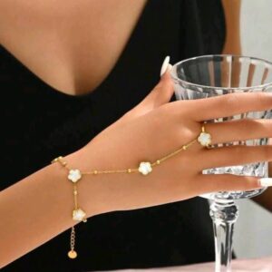 Vintage And Classic 18K Gold Plated Adjustable Flower Hand Chain For Women (Diwali pieces)
