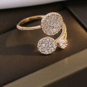 Gold-Plated Cubic Zirconia Open-Ended Flower Ring For Women (Diwali pieces)