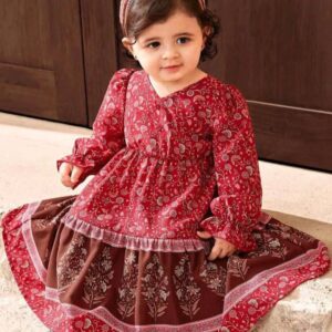 Young Girl Casual Matching Mother-Daughter 1pc Floral Print Button Front Smock Dress (Diwali pieces)