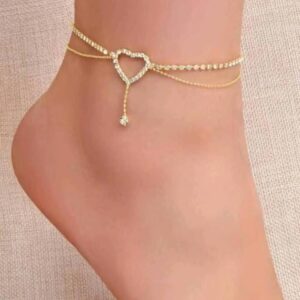 Rhinestone anklet with heart (Diwali pieces)