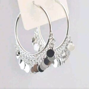 1pair Disc Charm Earrings Fashion Gemetric Round Pendant Large Hoop Earring For Women