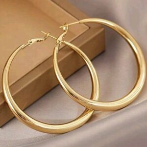 1pair European And American Style Metallic Personalized Circle Design Earrings
