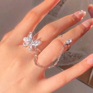 Spring Fashion Butterfly Geometric Minimalist Metal Silver Midi Rings For Women (Diwali pieces)