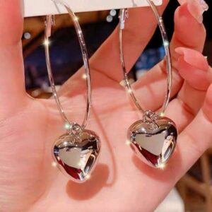 1pair Hollow Heart Shaped Hoop Earrings