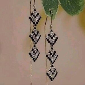 Vintage Gold and Black Color Long Tassel Dangle Earrings For Women