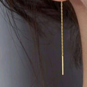 1 Pair 925 Sterling Silver Chain Tassel Pearl Drop Earrings Stud Earrings Long Line 18K Gold Plated Ear Drangles Earrings For Women