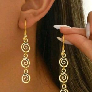 1 Pair Retro Spiral Swirl Dangle Earrings for Women