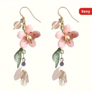 Women Earrings Dangle Earrings For Women Pink Peach Blossom Tassel Earrings Drop Ear