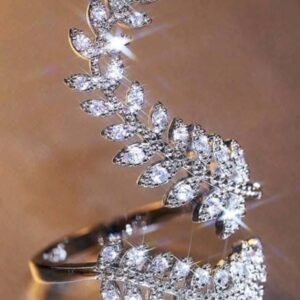 Glamorous Cubic Zirconia Leaf Decor Ring For Women (Diwali pieces)