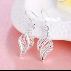 Sterling Silver Leaves Leaf Drop Earring For Woman